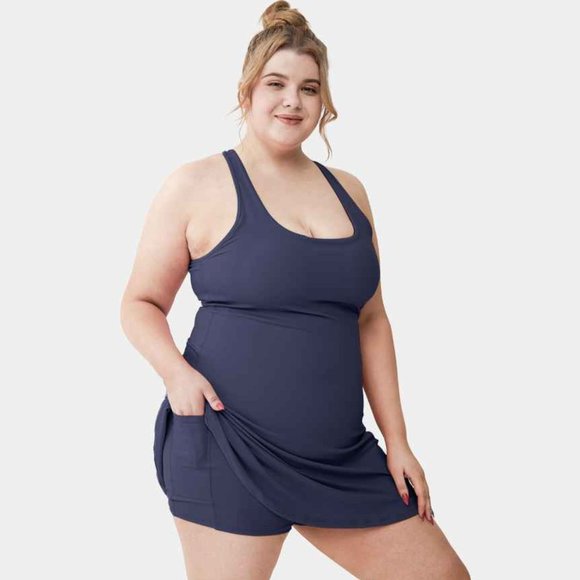 Halara Cloudful™ Air Fabric Racerback Cut Out Side Pocket 2-in-1 Dress Plus Size - Picture 4 of 7